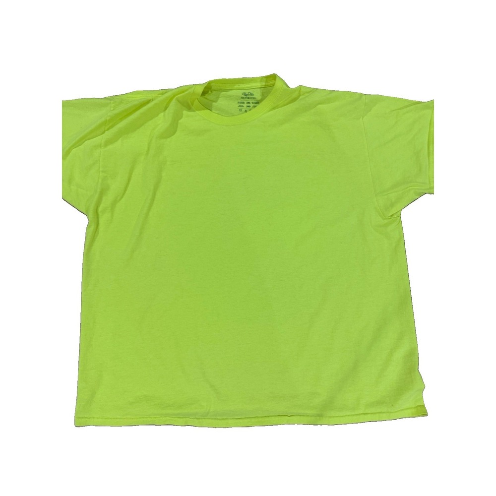 Fruit of the Loom Neon Lime Green T-Shirt 3XL Blank Safety Yellow Cotton Poly